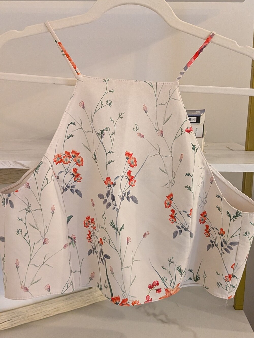 Zara Floral Print Square Neck Crop Halter